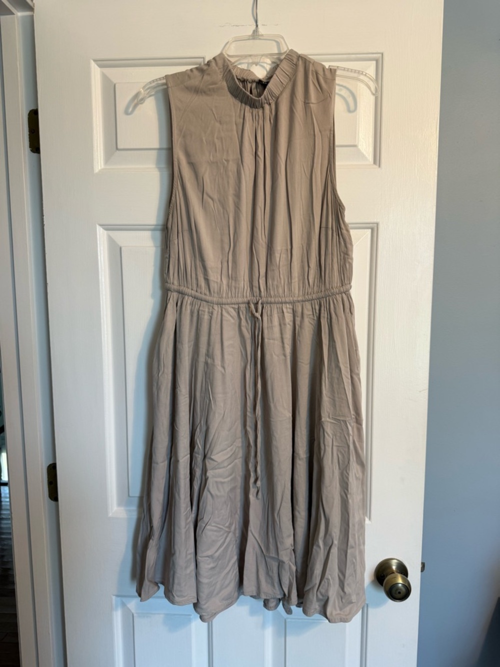 torrid Sleeveless Drawstring Waist Dress in Taupe